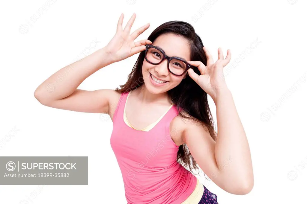 Sweet young woman with glasses