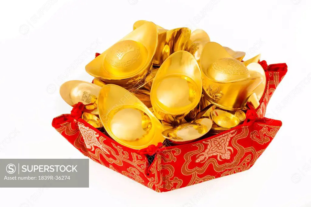 Chinese traditional currency gold yuanbao ingots