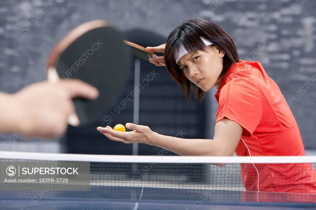 Ping Pong Players About To Start A Match