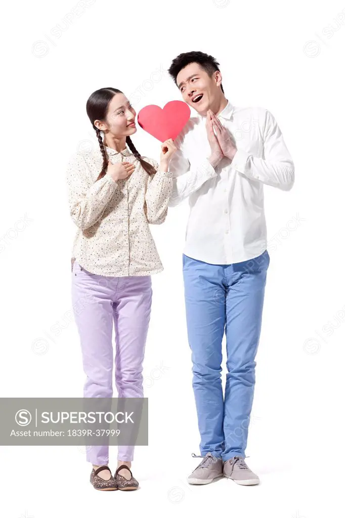 Retro couple expressing love