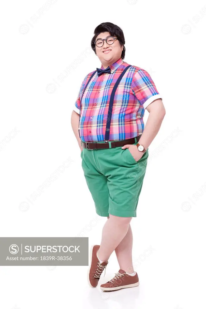 Portrait of fashionable fat man
