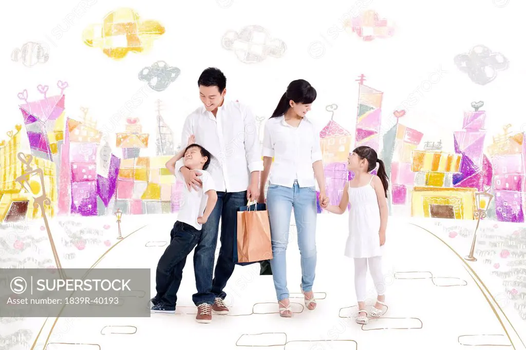 Cheerful family shopping