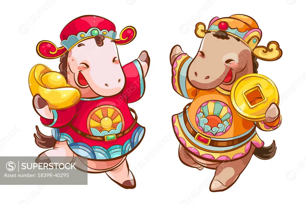 The horse gods of wealth celebrating Chinese New Year