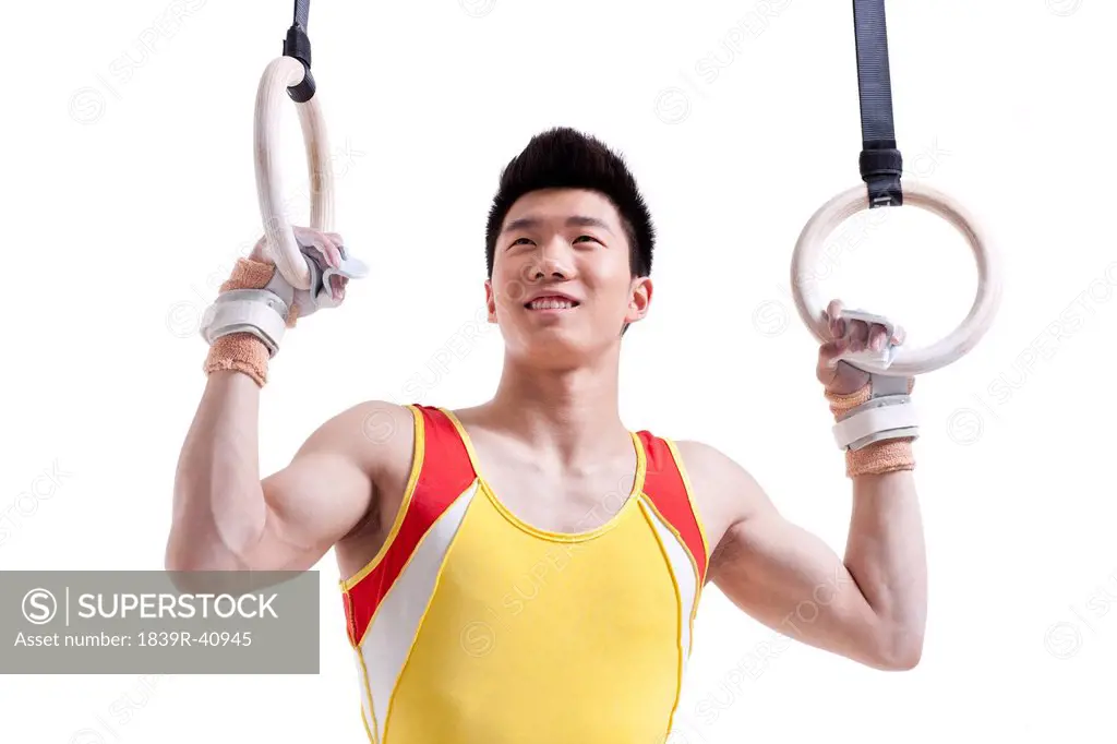 Gymnastic athlete and rings