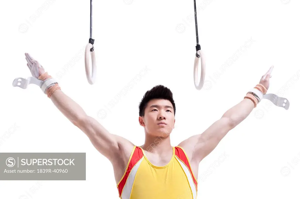 Gymnastic athlete and rings