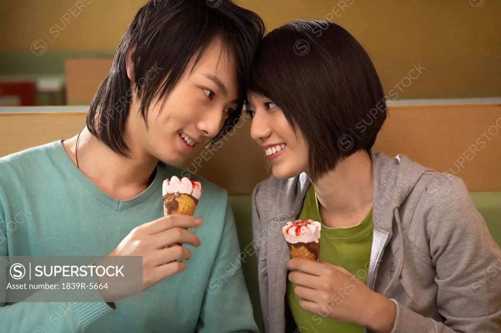 Teenage Couple Eating Icecream