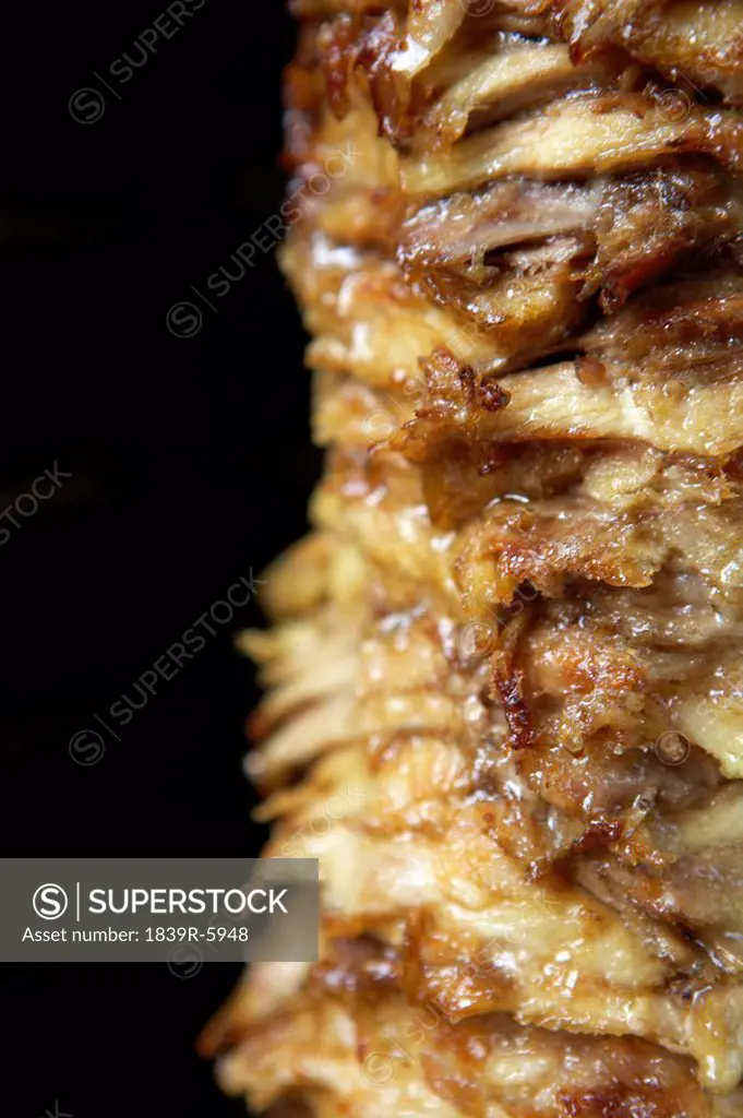Close Up Of Meat On Skewer