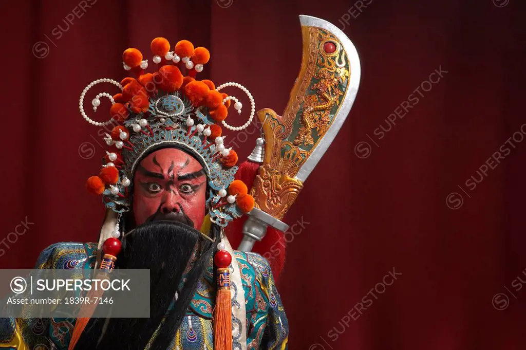 Guang Gong, Ancient Chinese General in Beijing Opera Costume, Represents Protection and Wealth