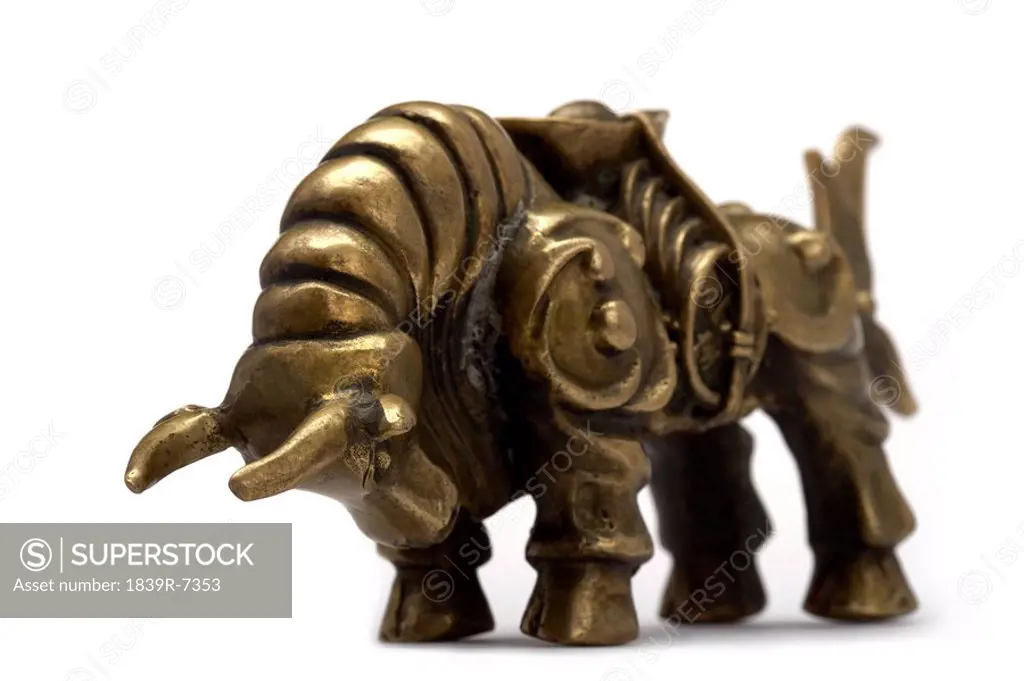 A bronze bull _ representing luck and wealth