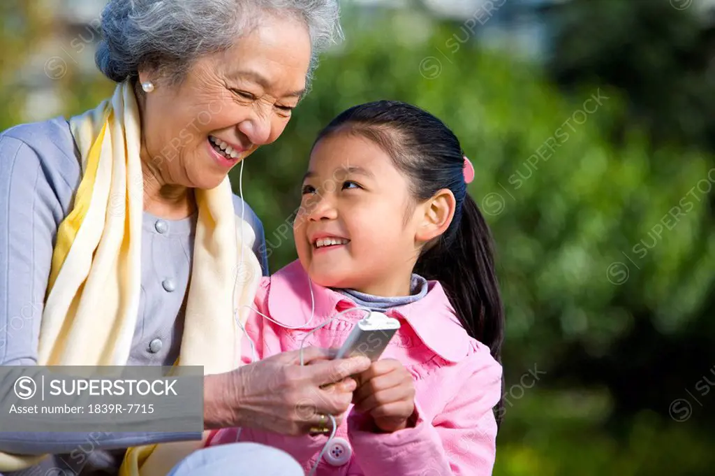A grandmother and granddaughter share a special moment