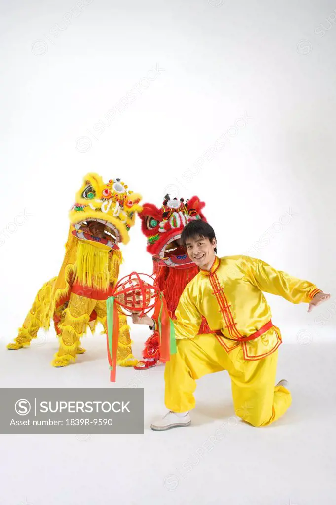 Chinese traditional lion dancing