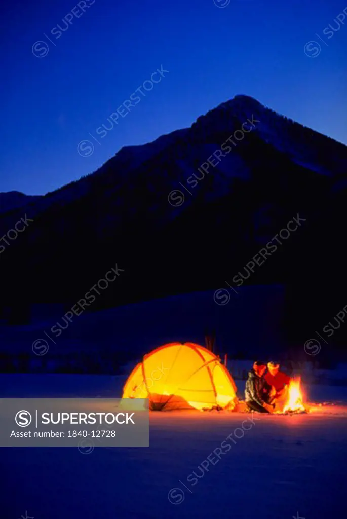 Copyright James Kay.  Winter campers below Kessler Peak in the Wasatch Mountains.