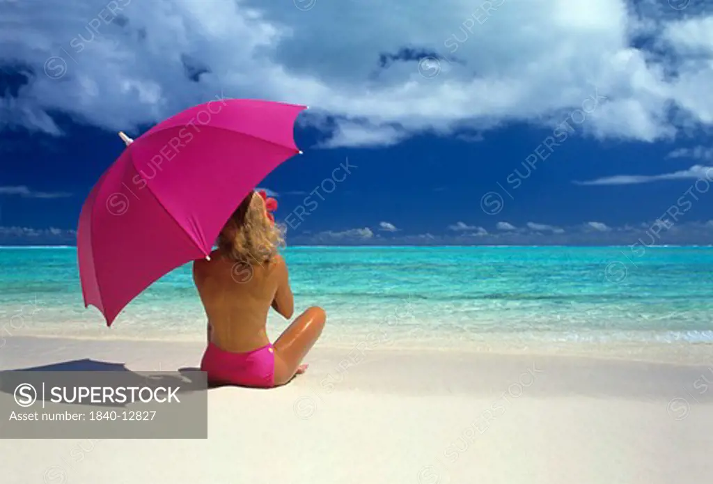 Matira Beach on the island of Bora Bora, Society Islands, French Polynesia.