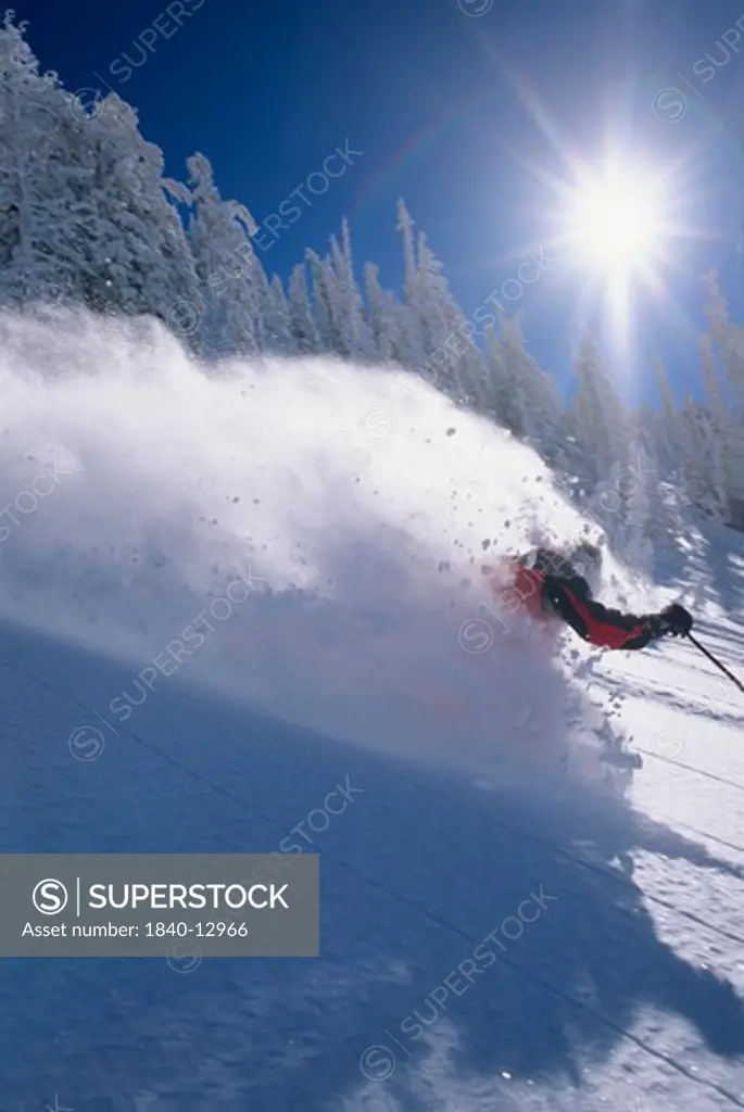 Skiing at Snowbird Resort in the Wasatch Mountains of northern Utah.