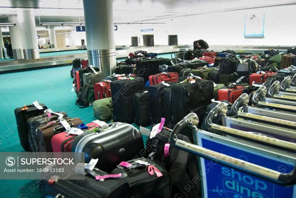 unclaimed bags waiting for passengers to claim at destination