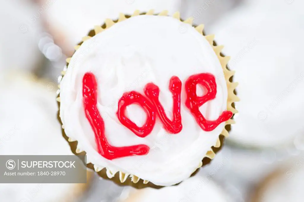 Cupcakes in holder with the letters Love written on top