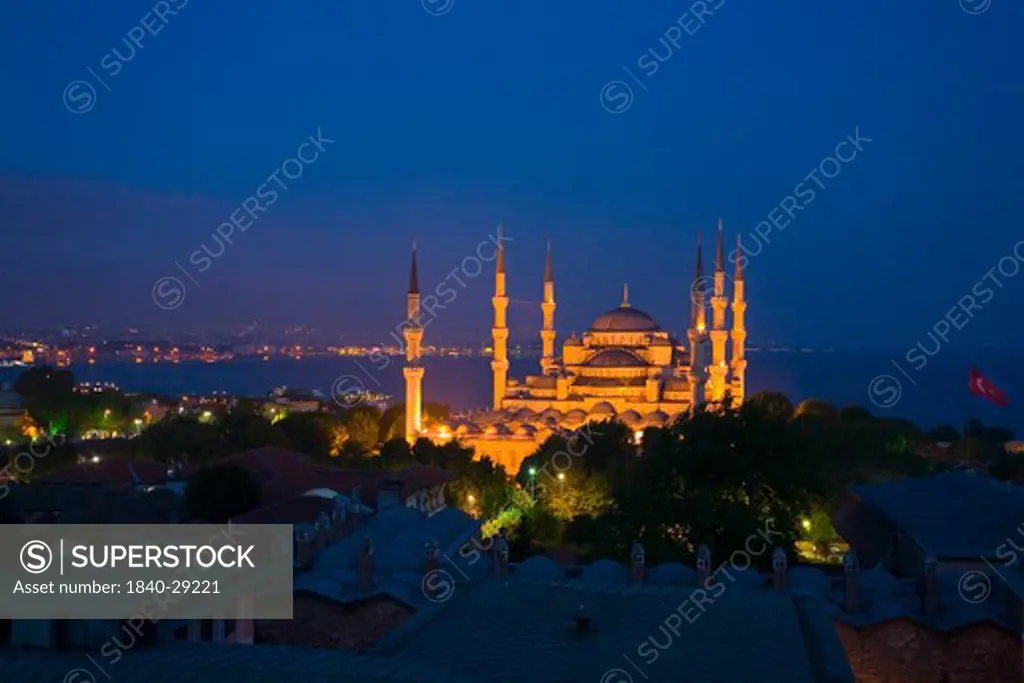 The  Blue Mosque Sultan Ahmet Camii. Istanbul, at night.