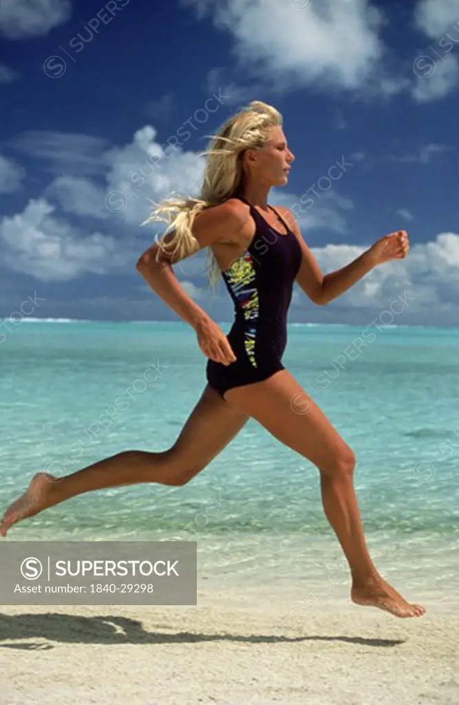 Running on Matira Beach in Bora Bora.