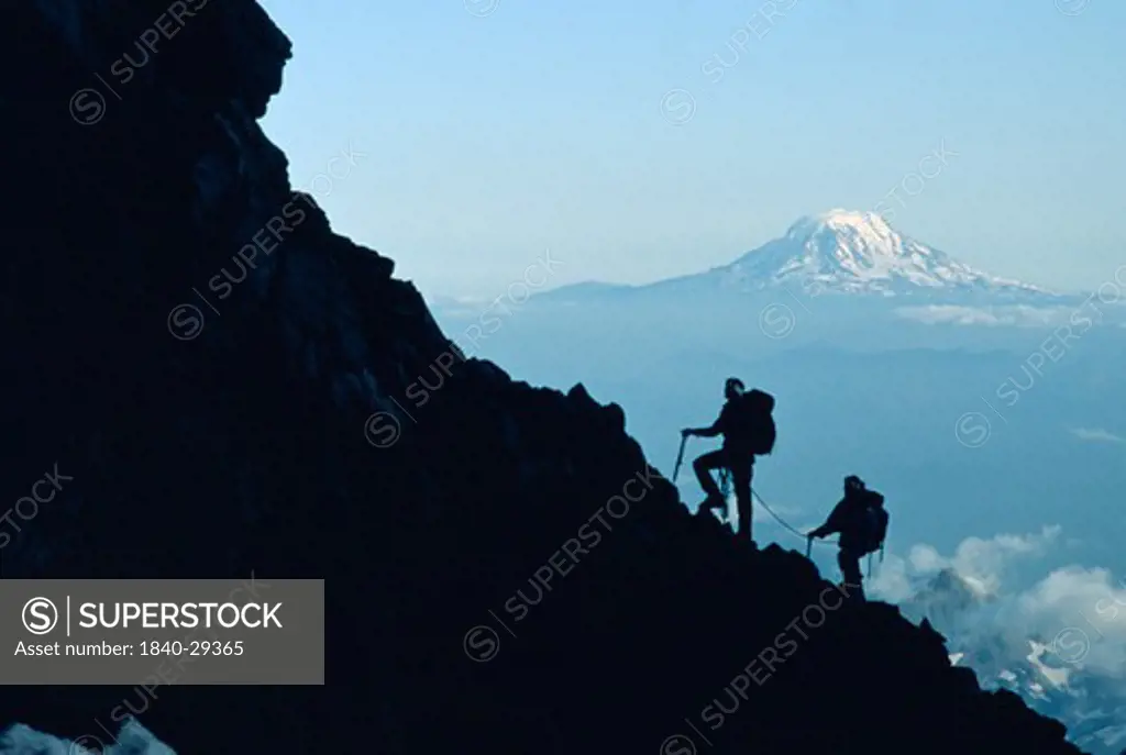 Silhouette of hikers