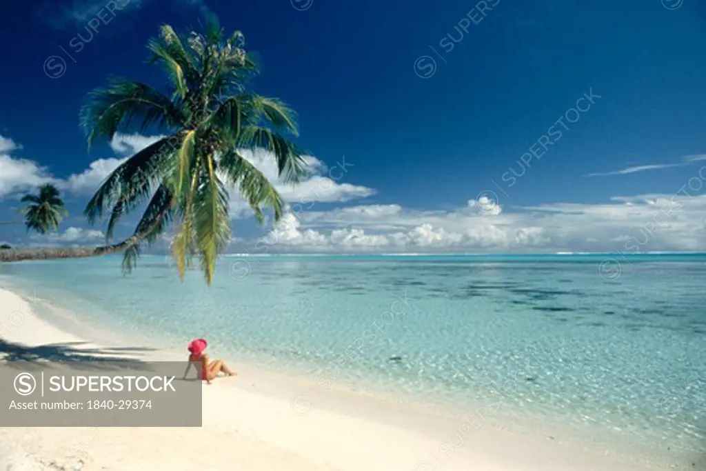 Matira Beach, Island of Bora Bora, Society Islands, French Polynesia.
