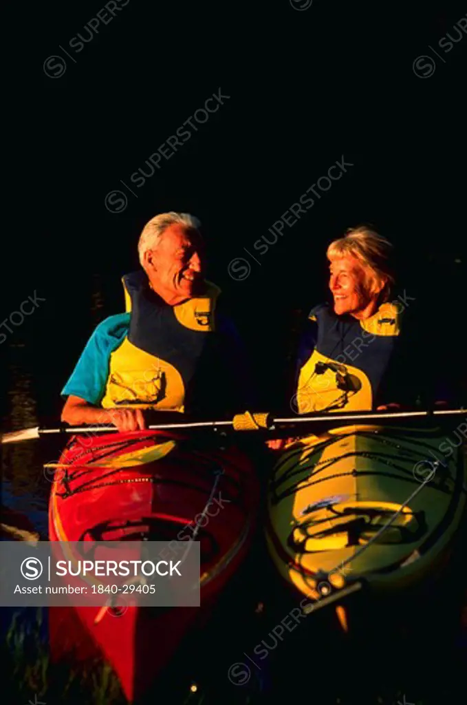 Senior couple kayaking, Utah