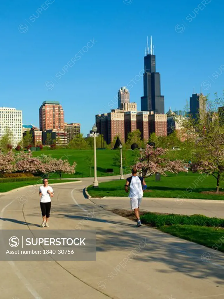 Chicago Skyline, Sears Tower, Jogging