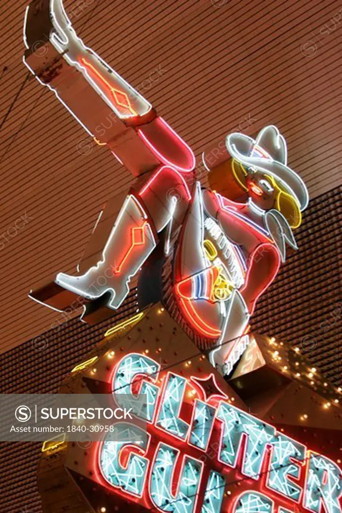 Neon Cowgirl Sign On Fremont Street