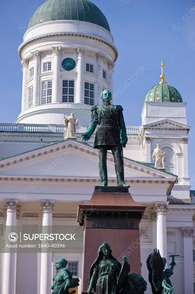 Alexander the Second statue overlooking Senate Square, Helsinki, Finland