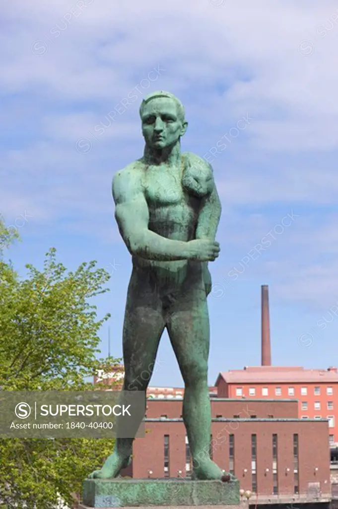 Pirkka statue on Hameensilta Bridge, Tampere, Finland