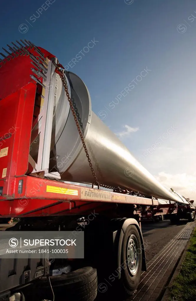 Rotor blade of a wind power plant on a truck, Schleswig_Holstein, Germany, Europe
