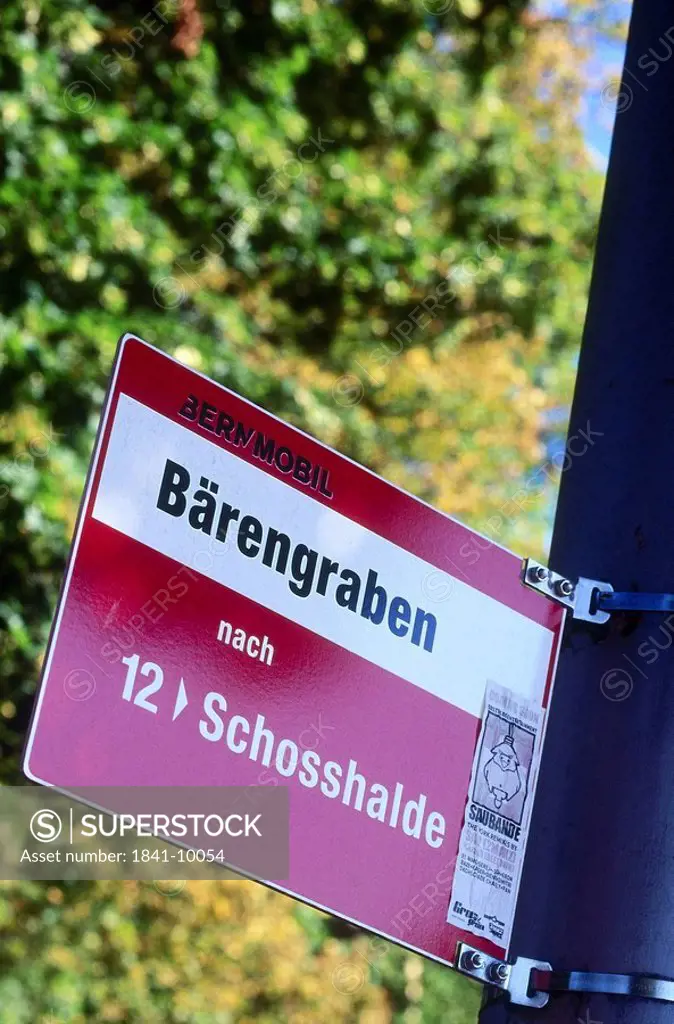 Close_up of street sign, Berne, Switzerland
