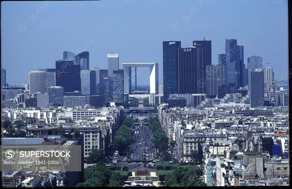 Triumphal arch in city, Le Grand Arch, La Defense, Paris, France