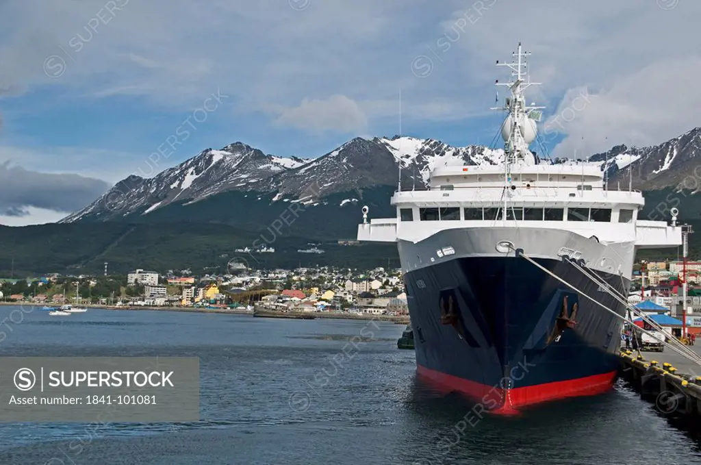 Cruise ship in the harbor of Ushuaia, Tierra del Fuego, Argentina
