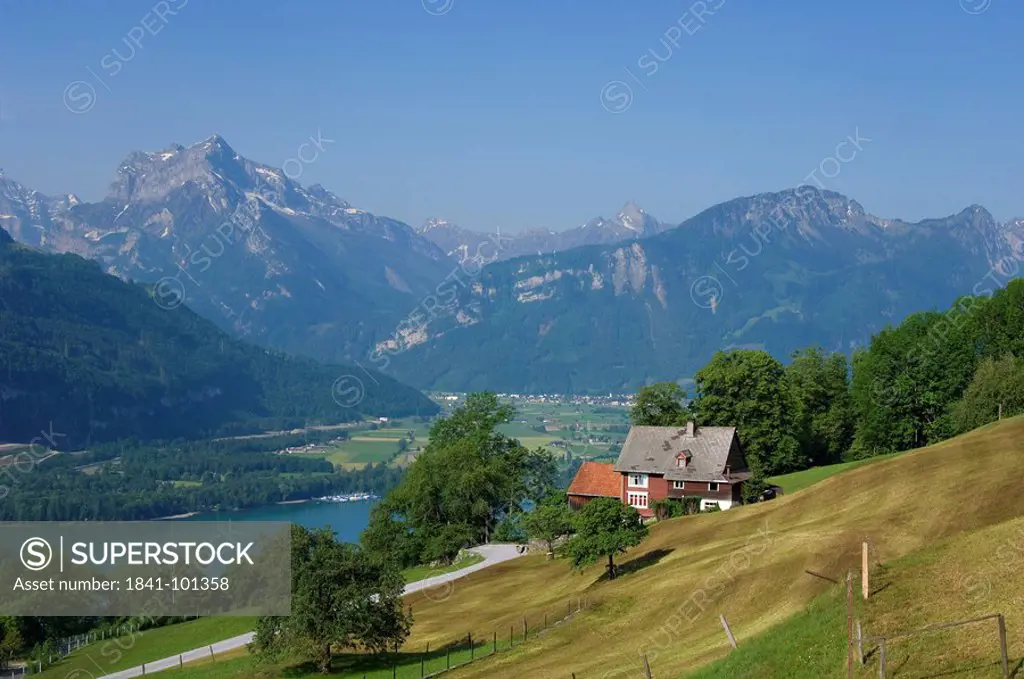 Amden with Walensee and Glarner Alps, Switzerland