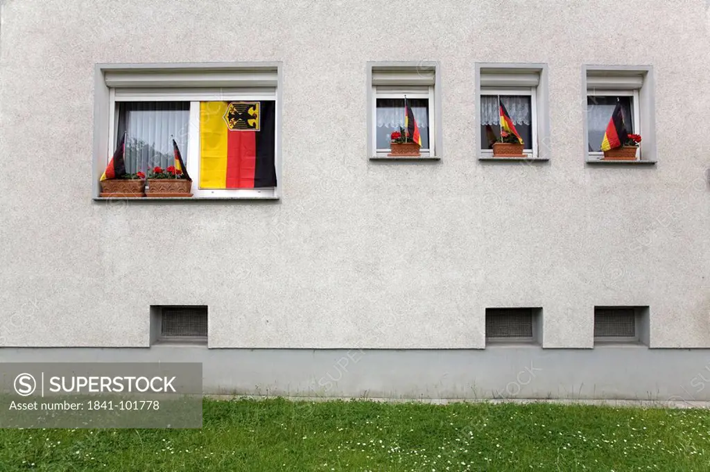 German flags at block of flats