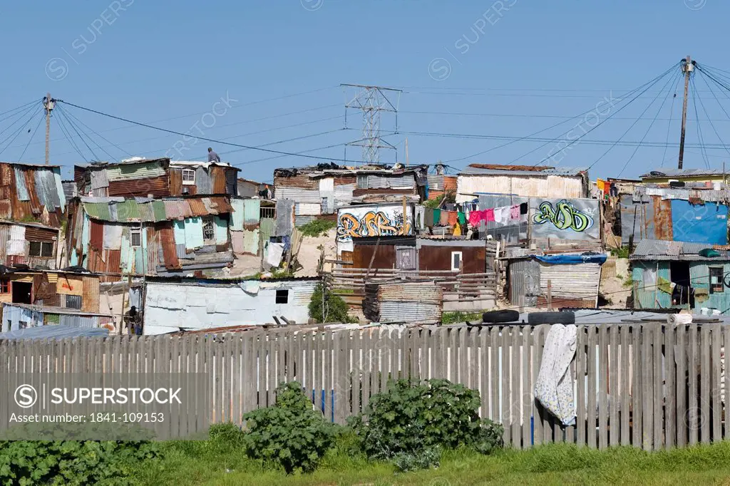 Informal settlement along N2 highway on the outskirts of Cape Town, South Africa