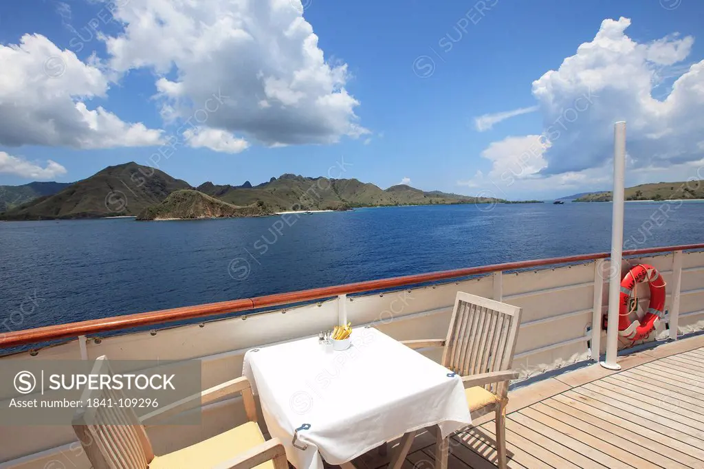 Cruise liner in front of Komodo, Indonesia, Asia
