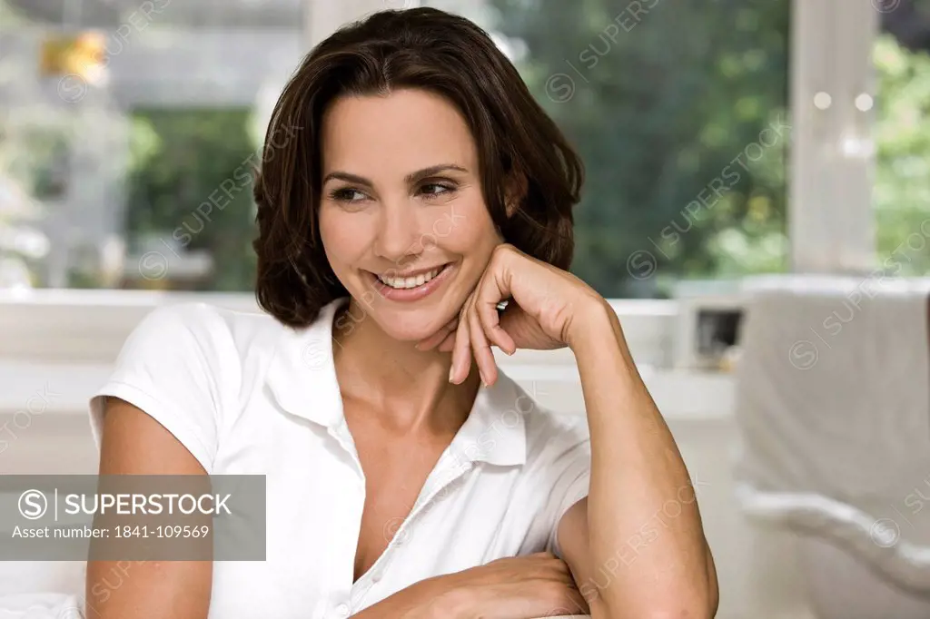 Smiling woman looking sideways