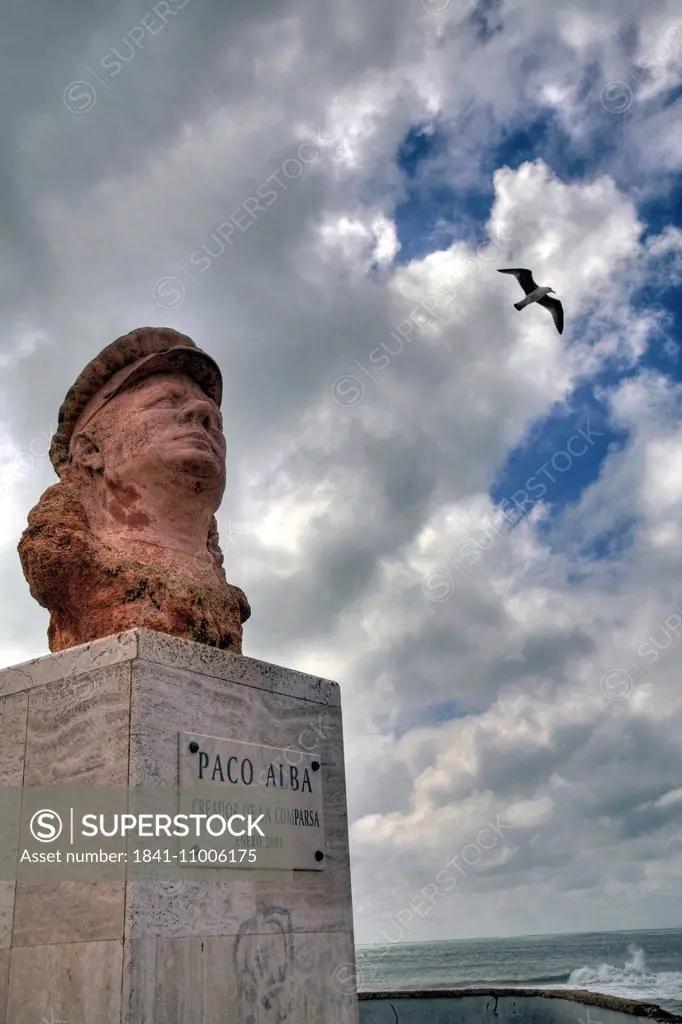Bust of Paco Alba, Cadiz, Andalusia, Spain, Europe