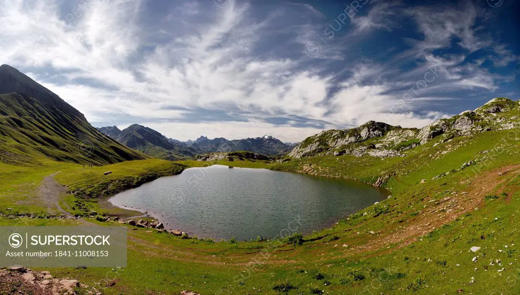 Mountain lake with Patteriol, Vorarlberg, Austria