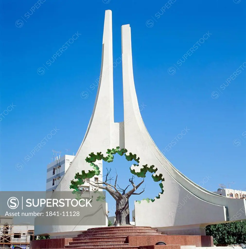 Monument against clear blue sky, Rolla Square, Sharjah, UNITED ARAB EMIRATES