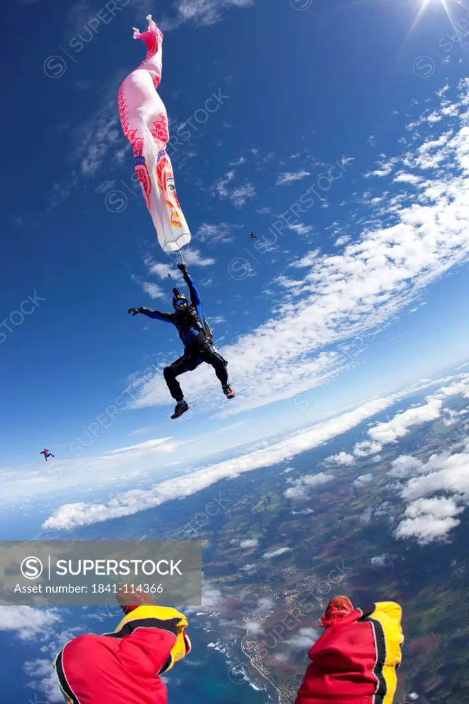 Skydivers in the air