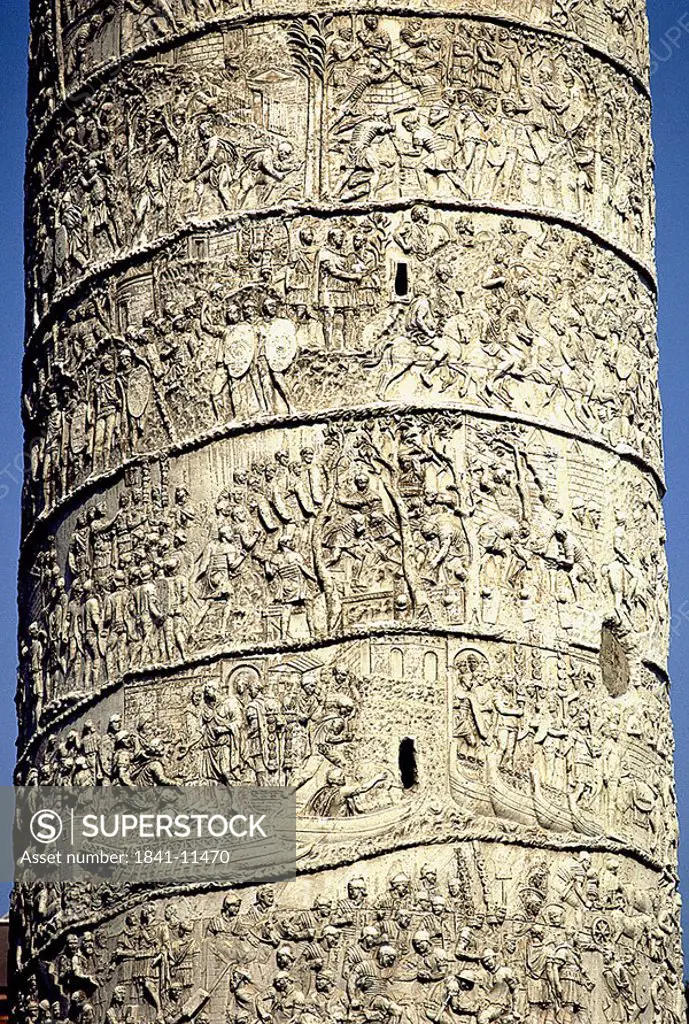 Close_up of carvings on column, Trajan´s Column, Trajan´s Forum, Rome, Italy