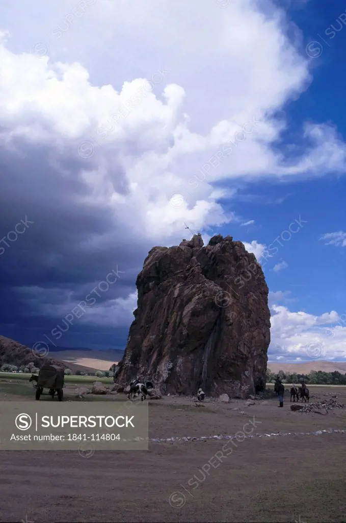 Holy mountain on landscape, Independent Mongolia