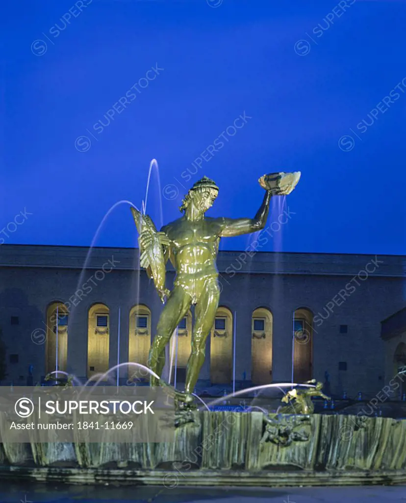 Statue of Poseidon on fountain, Gothenburg, Sweden