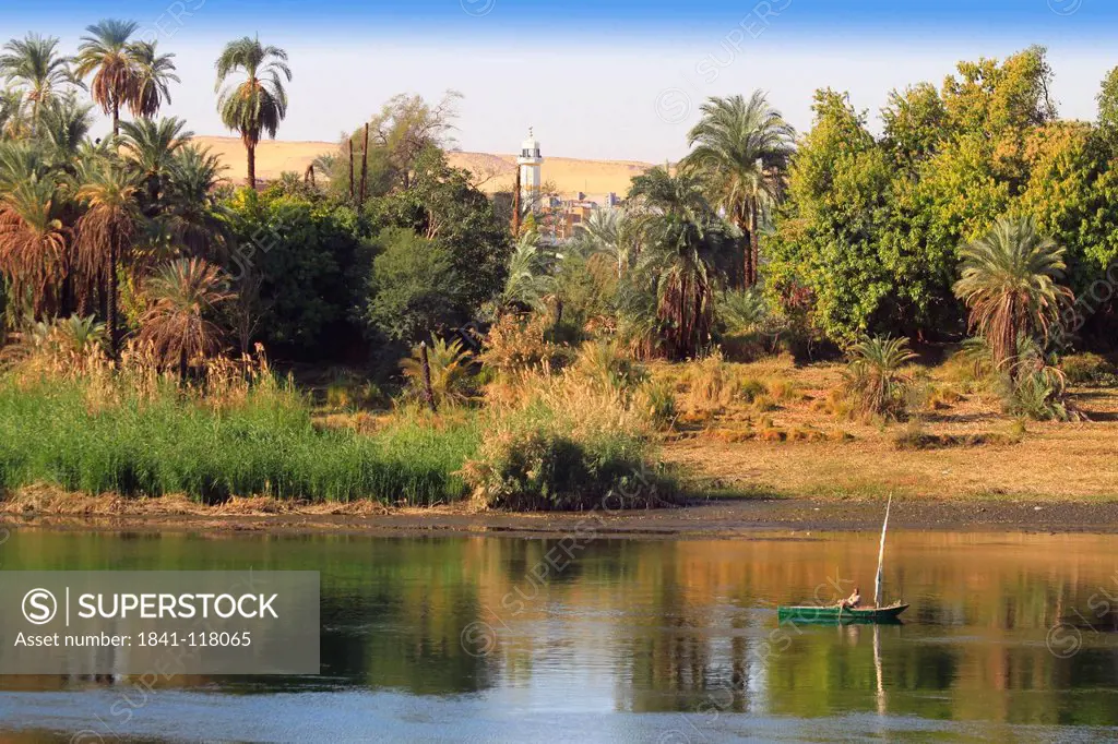 African village in the desert at River Nile near Aswan, Egypt