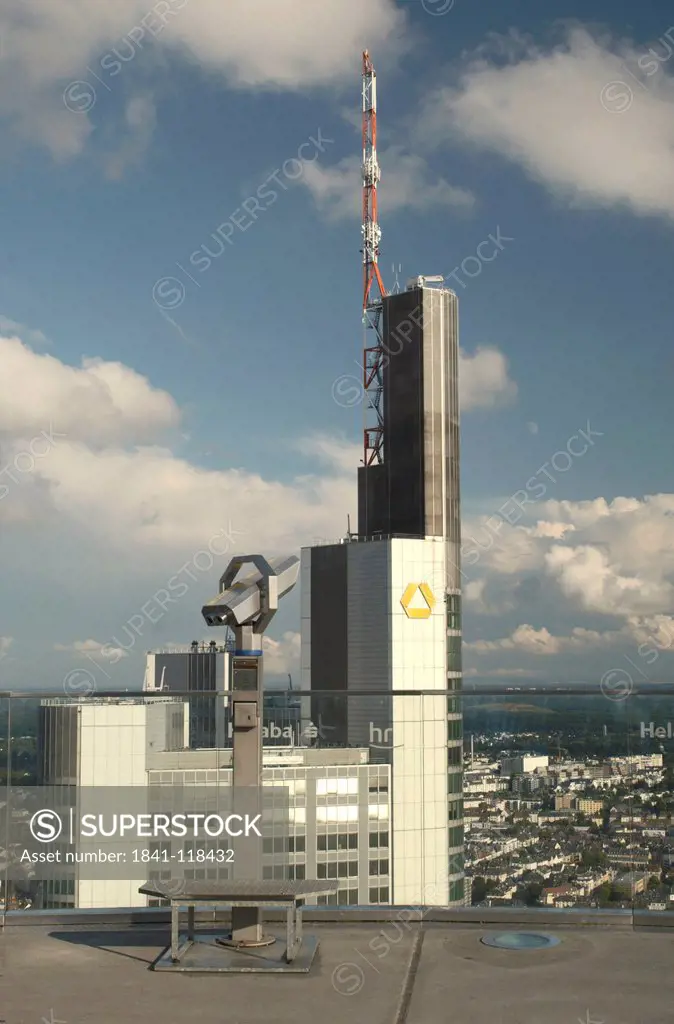 Commerzbank Tower from the observation platform of Main Tower, Frankfurt am Main, Hesse, Germany, Europe