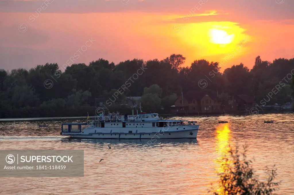 Cruise boat at river Dnepr, Kiev, Ukraine, Europe