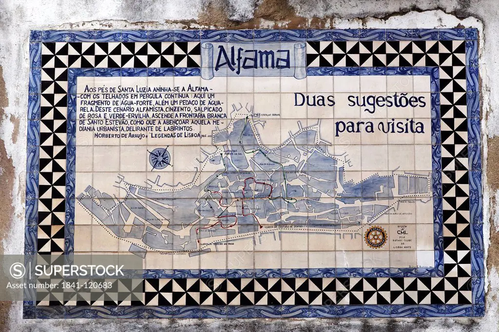 Tile picture, Church Santa Luzia, Alfama, Lisbon, Portugal, Europe