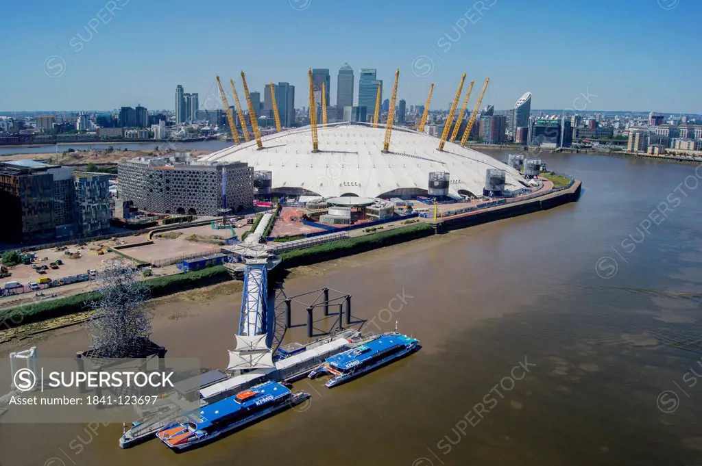 Millennium Dome and Canary Wharf, London, England, Great Britain, Europe